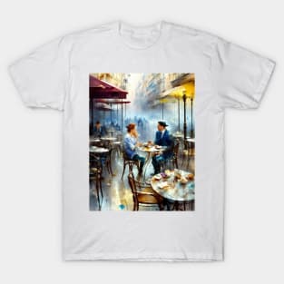 beauitful woman on parisian cafe T-Shirt